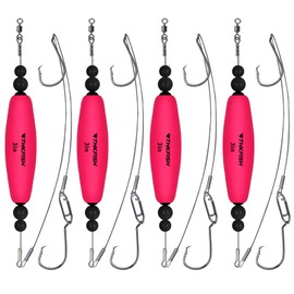 THKFISH Catfish Float Rigs,Catfish Rattling Line Float for Santee Rig,Catfish Tackle Rattling Cork EVA Foam Peg Floats Bait Rigs, Bobbers with Double Hooks 4PCS 2.5in 3in