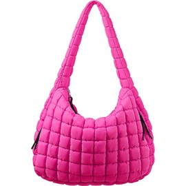 Edailylife Womens Puffy Crossbody Bags Cute Bubble Tote Bag Makeup Bag, Rose Red