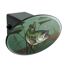 GRAPHICS & MORE Bass Fish Swimming in River Oval Tow Trailer Hitch Cover Plug Insert