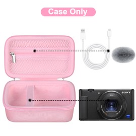 Canboc Carrying Case for Sony ZV-1/ ZV-1F/ ZV-1 II Digital Camera for Content Creators, Sony ZV1 Vlogging Camera Bag, Zipper Mesh Pocket fits USB Cable, Batteries, Pink