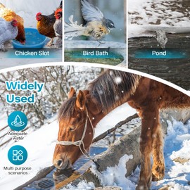 UFRYO 500W Pond Heater Submergible De-icer Cast Aluminum Chicken Water Heater,Stock Tank Heater for Livestock/Horse/Fish/Bird Bath Winter Outdoor, 10ft (500W)