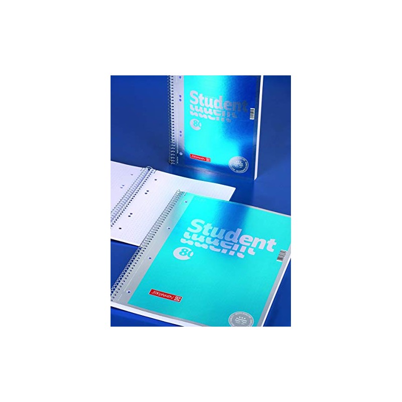 Brunnen 1067147 Notepad/Collegepad Dotted Premium Cover Sheet, 1 piece cyan-metallic