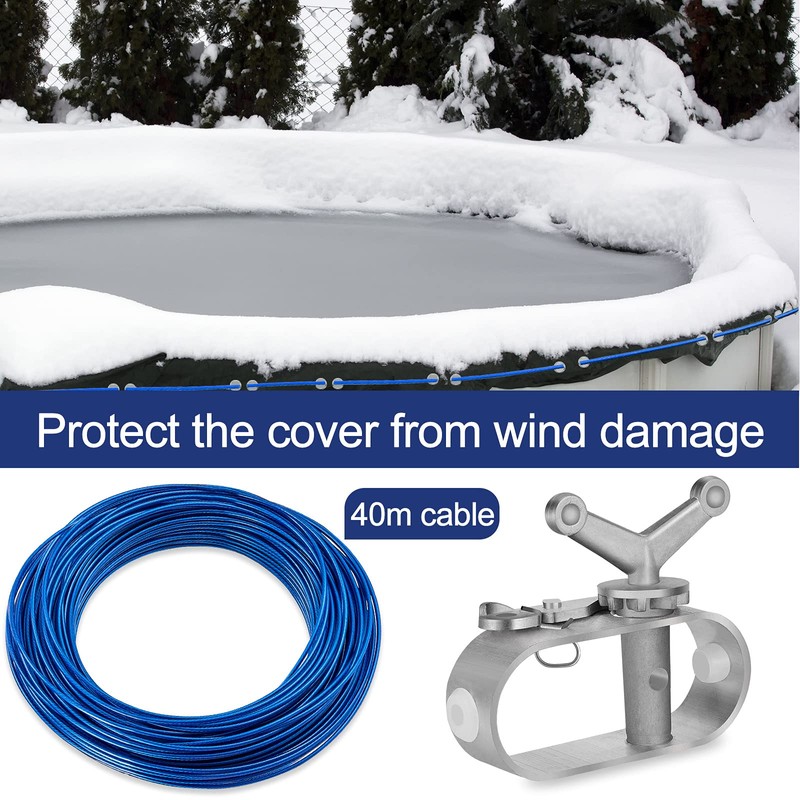 131ft Pool Cover Cable and Winch Kit Pool Covers for