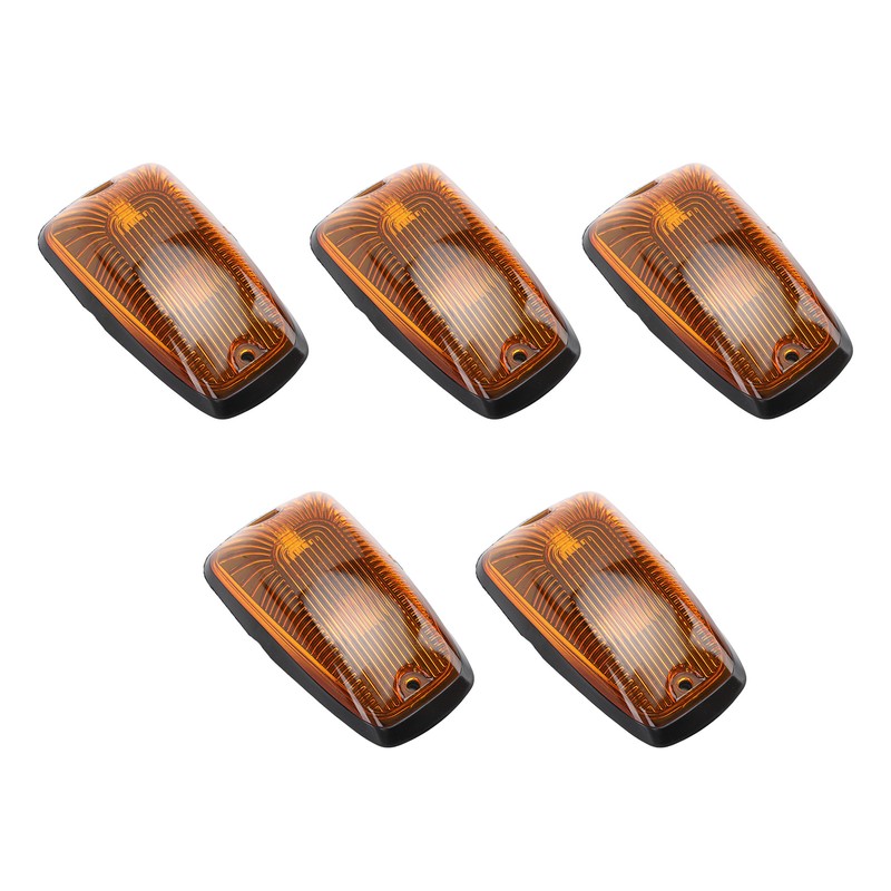 5Pcs Cab Marker Light Weatherproof Amber Teardrop Cab Top Running