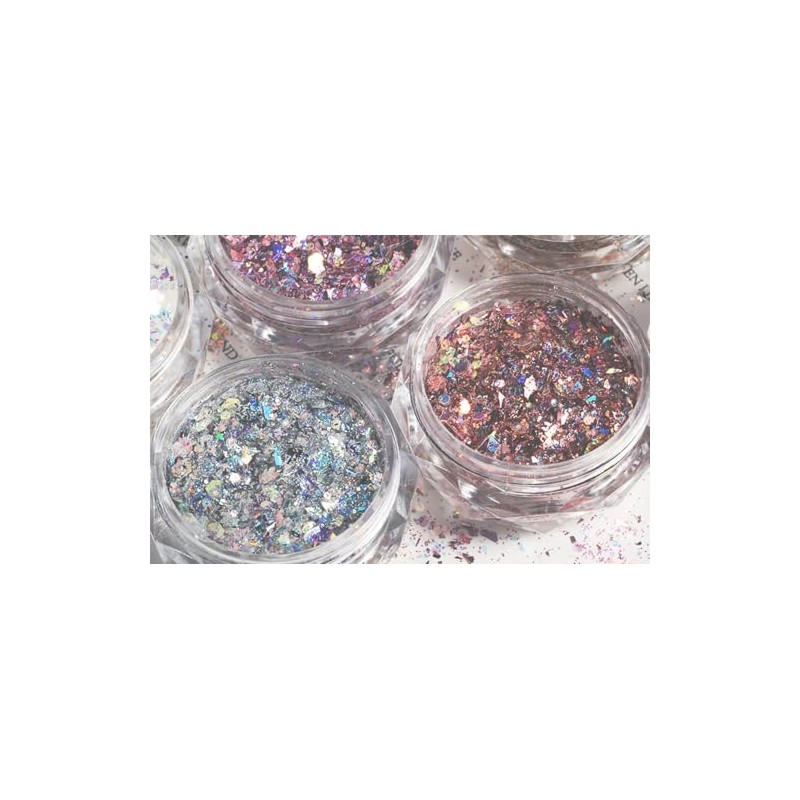 12 Color Set Aurora Mix Size Glitter Sequins Gel Nail