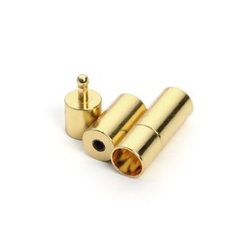 Linsoir beads Strong Cylinder Bayonet Push Clasps Brass Cord Ends for 3mm Round Leather Cord Buckle Mating Connectors Gold Plated Pack of 20