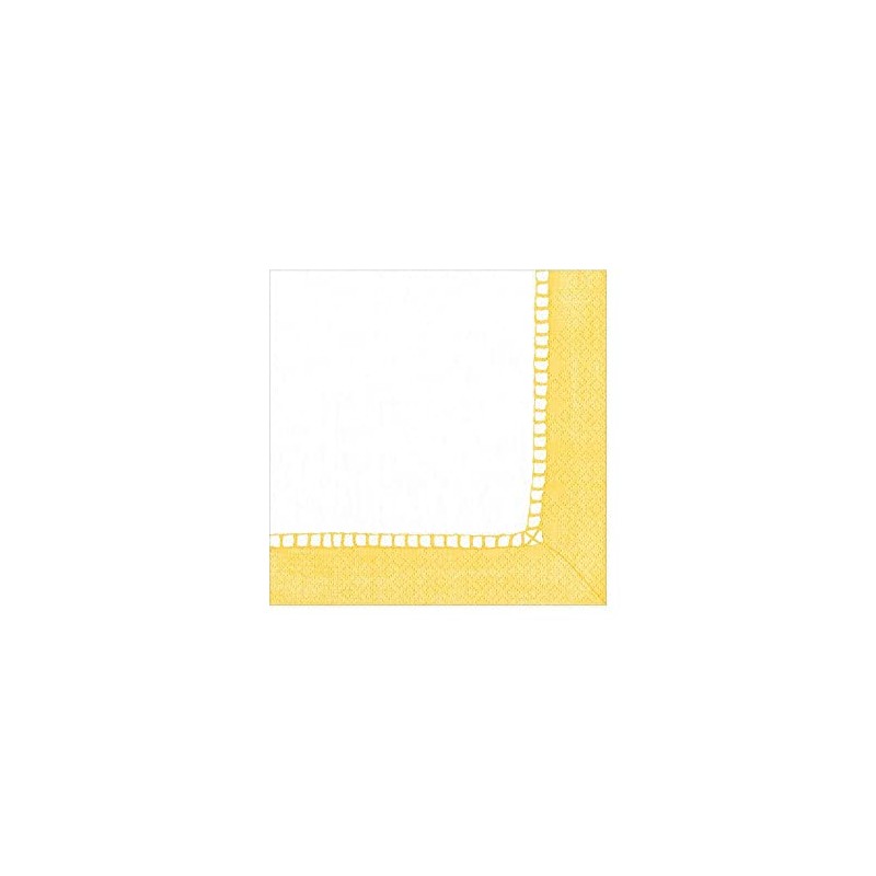 Caspari Linen Border Paper Party Cocktail Napkins in Yellow -