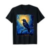 Crow Raven Bird Starry Night Painting T-Shirt