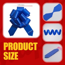 6 PCS Pull Bows 6 Inch Blue Bows for Gift Wrapping Wedding Basket Decorated Car Bow Birthday Party Christmas Gift as Well as Valentine's Day Gift Decorations