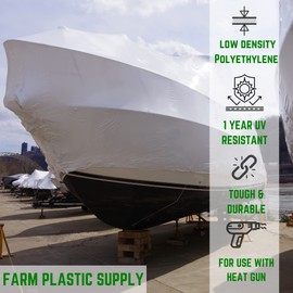 Farm Plastic Supply - Polyethylene Plastic Shrink Wrap - 7 mil (14' x 50') - Boat Shrink Film for use with Heat Gun, Industrial Shrink Wrap, Shrink Wrap Plastic Sheeting for Protection and Storage