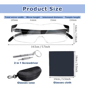 JINJUMEI Lupenbrille, Lupenbrille Zum Lesen 300% Vergrößerungsbrille Anti-Blaulicht Tragbare Leselupen Lupenbrille für Brillenträger Brillenlupe für Naharbeit, Lesen, Nähen, Reparatur