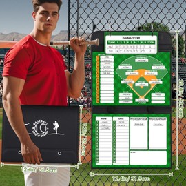 Magnetic Baseball Lineup Board, Collapsible Professional Softball & Baseball Lineup Board for Dugout, Baseball Clipboard for Coaches with 40 Magnetic Lineup Cards and High-End Markers (Leather Cover)