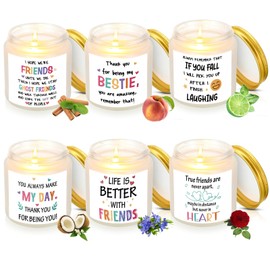 Conelist 6 Pcs Friendship Scented Candle for Home Lavender Candles for Relaxation Gift Best Friends Aromatherapy Lasting Candle in Glass Jar Gifts for Women Birthday Decorations, 6 Scents(Bestie)