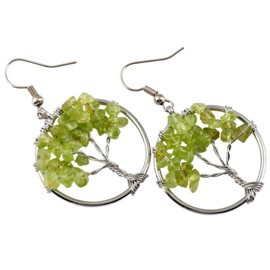 SUNYIK Peridot Stone Dangle Earrings for Women(Silver Plated)