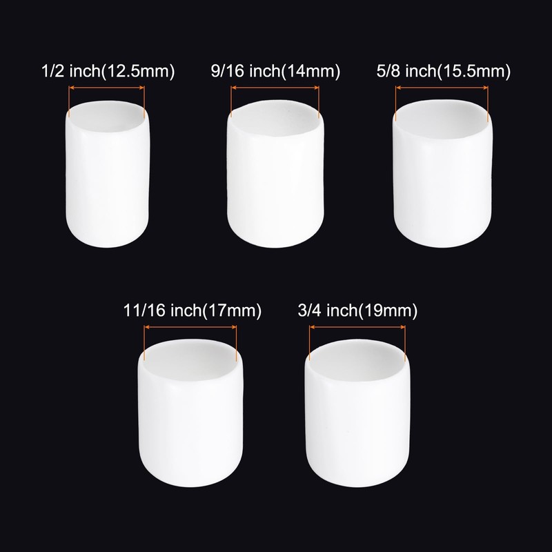 sourcing map 50pcs Round End Protective Caps Rubber Cover 1/2"