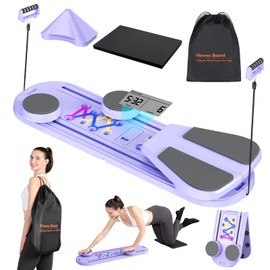 VBZP Pilates Board - Pilates Reformer Set, Portable and Foldable Pilates Board for Home Workout, Multifunctional Pilates Board for Women, Pilates Reformer Machine for Home Exercise, Violet Grey