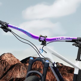 Chameleon Bike Handlebar 31.8mm - 35mm, 55mm Hi Riser Mountain Bike Handlebars - 780mm Glow-in-the-Dark Logo Cut-to-fit T6 Aluminium Bicycle Handlebars for MTB, Road Bike