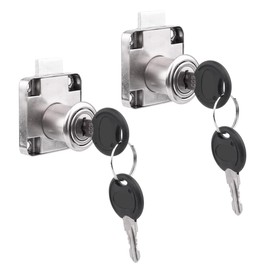 2 Pack Drawer Lock Cabinet Lock Wardrobe Desk Furniture Door Drawer Locks (Silver, 138-22)