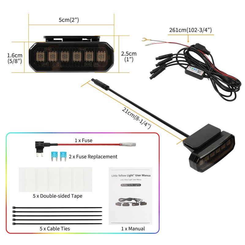 4PCS LED RGB Grille Lights, Universal Clip-On Front Grill Lights