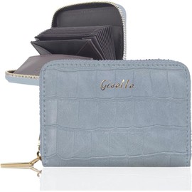 GISELLE Card Case, Coin Case, Coin Purse, Mini Wallet, Credit Card Case, Women's, Business Card Holder, Large Capacity, Anti-Skimming, Card Slot, Thin, Magnetic Protection, Croco Embossed, (Smooth