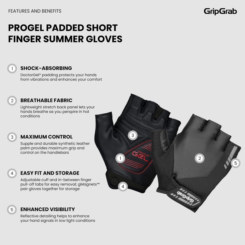 GripGrab ProGel 4mm DoctorGel Padded Short Finger Summer Cycling Gloves
