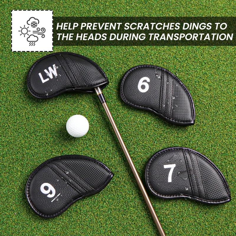 Golf Iron Head Covers Numbers Synthetic Leather Headcover Deluxe Value