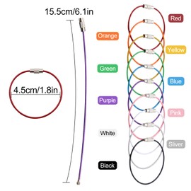 Pack of 50 15 cm Key Ring Wire Rope Multifunctional Key Rings Stainless Steel Wire Key Rings Colourful Cable Loop with Twist Lock for Hanging Luggage Tags Key Rings Tags, colour