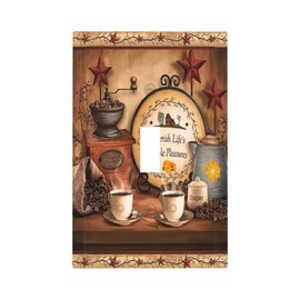 Farmhouse Coffee Primitive Coffee Bean Kitchen Single Toggle Light Switch Plate 1 Gang Decorative Wall Plate Cover Electrical Switchplate Faceplate for Bedroom Room Decorate