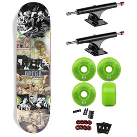 Opera Professional Complete Skateboard Stage Fright 9.0" x 32.1" with Ace Trucks, Triclops Wheels, ABEC 5 Bearings, Hardware, and Griptape - Ready to Assemble