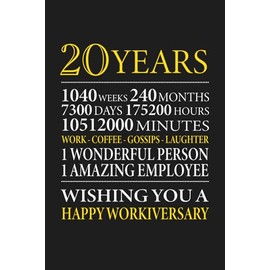 20th Year Work Anniversary: Employee Appreciation Gift for Job Milestone of 20 Years of Service