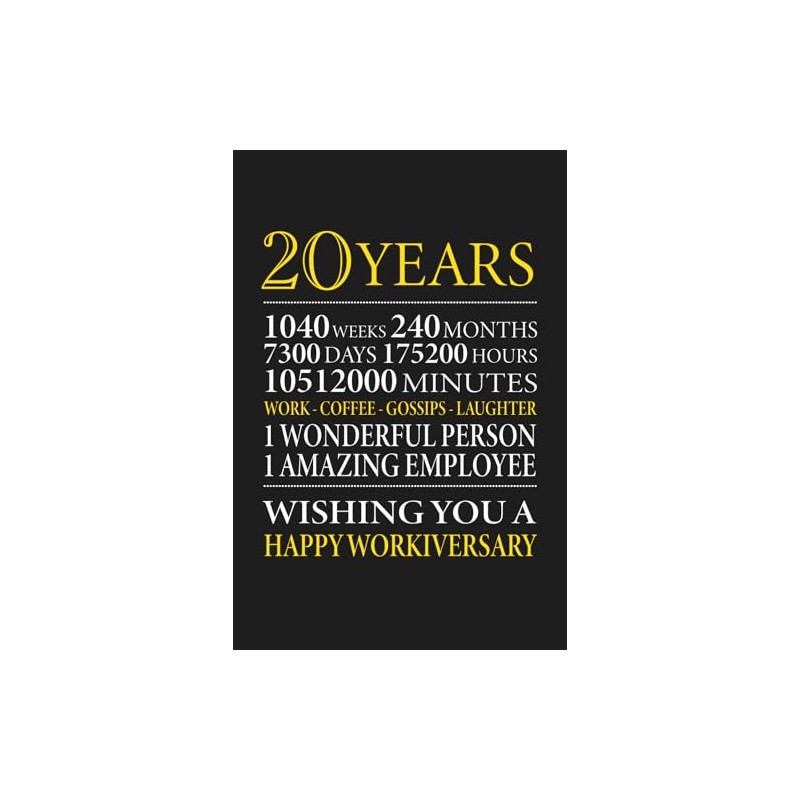 20th Year Work Anniversary: Employee Appreciation Gift for Job Milestone