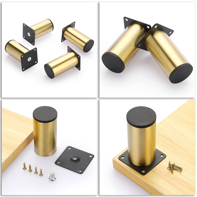 BTSKY 4Pcs 4 Inch Stainless Steel Furniture Legs Feets -
