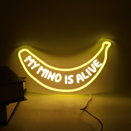 TS Gifts My Mind Is Alive Banana Neon Sign, Vibrant Music Inspired Light Up Signs for Wall,Room Decor, Motivational LED Neon Light for Bedroom, Office,Girl Gift Merch for Fans and Music Lovers