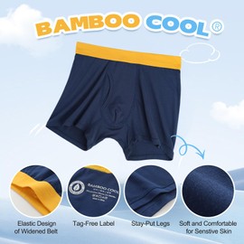 BAMBOO COOL Boys' Underwear Boxer Briefs Breathable and Soft 6-Pack