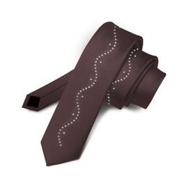 Vittorio Farina Slim Skinny Rhinestone Ties for Men & Women - Glitter Sparkly Ties (Brown)