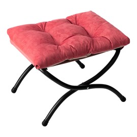 AbocoFur 15"(H) Folding Footrest Stool, Accent Padded Sofa Foot Stool for Lazy Chair, Upholstered Small Foldable Ottoman, Metal Frame Portable Foot Rest Ottoman for Living Room, Bedroom, Brick Red