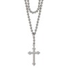 Real Stainless Steel Cross Crystal Two Bead Chain Necklace -