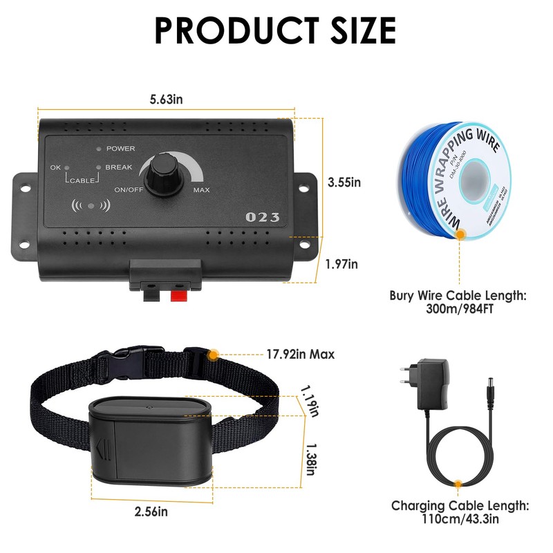 Zorpupoa Wireless Dog Fence System, 1.2 Acre Electric Pet Containment