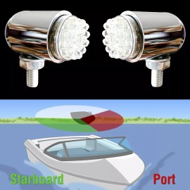 OZ-USA Red & Green LED Navigational Lights Marine Vessels Pontoon Watercraft Airboat