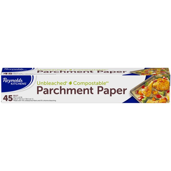 Reynolds Kitchens Unbleached Parchment Paper | Compostable Baking Paper | Pack of 1 Roll, 304mm x 13.7m
