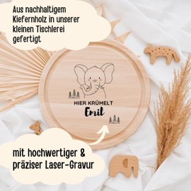 wunderwunsch® - Personalised Wooden Board with Precise Engraving - Round Wooden Board with Name - Cute Personalised Chopping Board for Kids - Personalised Gift for Kids (Bear)