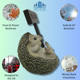 G&H Decor - Hedgehog Garden Ornament - Realistic Cute 15cm Woodland Animal Welcome Statue - Hand Painted Hedgehog Gifts - Intricate Detail for Indoor Outdoor Use - Weather Resistant Hedgehog Ornament