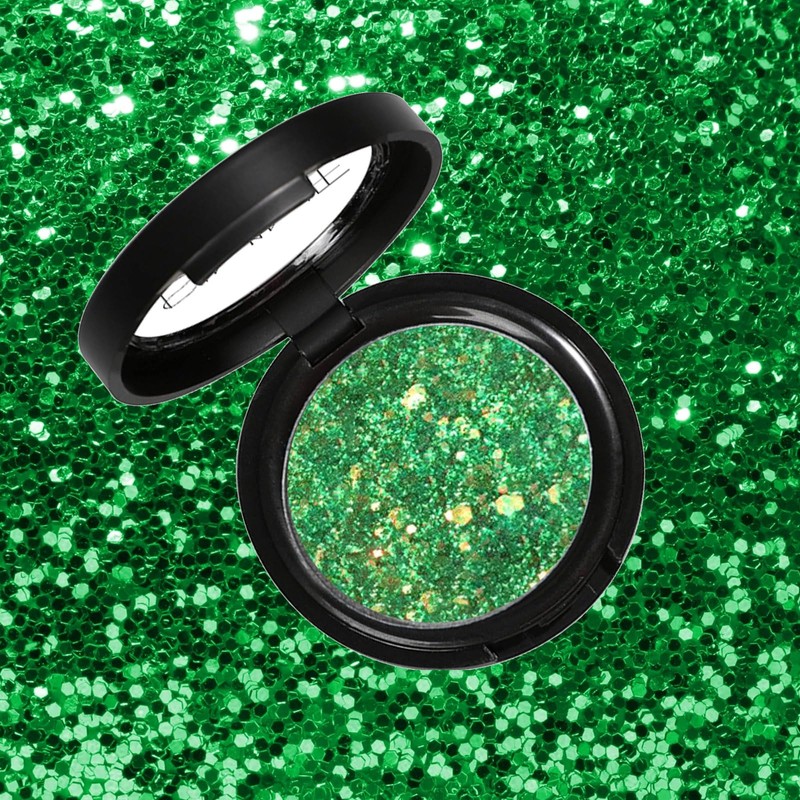 Glitter Green Eyeshadow, Shimmer Single Eyeshadow, Bright Sparkly Eye Glitter