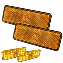 Discover winds LED Reflector Bike Custom Double Luminous Square Brake Marker Trailer Reflector Side Marker Rear Marker Dress Up Amber (Orange)