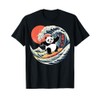 Surfing Panda Riding The Wave with Sunset T-Shirt