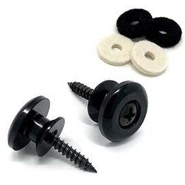 Vintage Forge Guitar Strap Buttons Black Oversized Large 17mm Universal Fit for Acoustic and Electric Guitar and Bass (2) with Screws and Felt Washers SB140-BLK