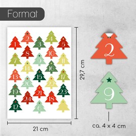 Christmas Tree Sticker Set DIY I 24 Advent Calendar Number Stickers for Designing Gifts I Christmas Stickers Gift Stickers dv052