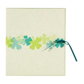 ミドリ 色紙 カラー色紙 二つ折り リボン クローバー柄 33114006 本体サイズ:272x485mm/145g