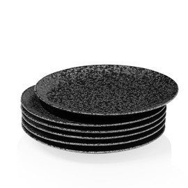 Kanwone Ceramic Dinner Plates - Set of 6, 10 Inch, Round Plates for Steak, Pasta, Salad, Pizza, Appetizer, Microwave, Oven and Dishwasher Safe, Black Glazed