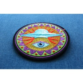 Ivamis Spiritual Eye UFO Novelty Iron on Patch - 3x3 inch - P6729